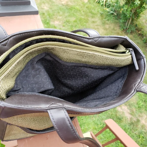 VINTAGE Bag LIZ CLAIBORNE Olive Green Roomy Vegan - Picture 11 of 13